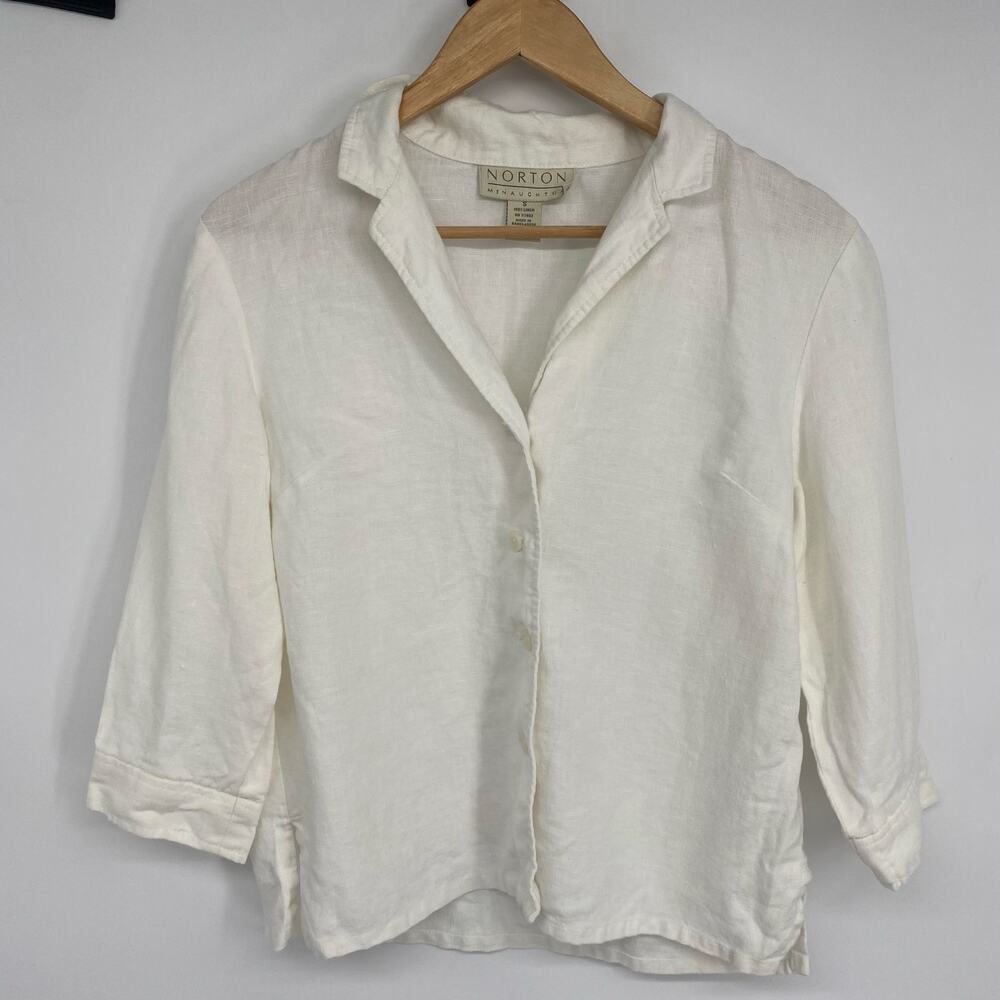 Norton Shirt Jacket Women’s Small Linen Button Up Coastal Grandma Oversized